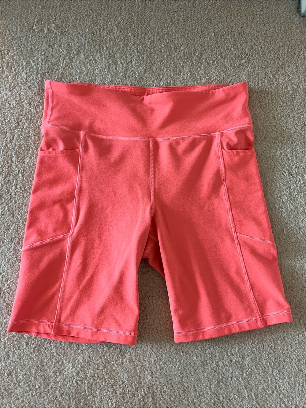 GAP Coral-Pink High-Rise Bike Shorts with Side Pockets